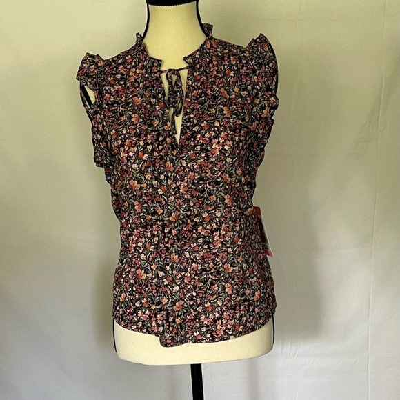 NWT BB Dakota by Steve Madden  Floral ruffle sleeveless blouse sz S 3554 - Picture 10 of 16